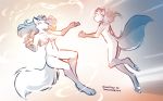  16:10 2018 anthro breasts canine casual_nudity digitigrade dream duo empty_eyes featureless_breasts featureless_crotch female fox gloves_(marking) gradient_background hi_res keidran male mammal markings mike_(twokinds) monochrome nude pawpads simple_background sketch smile socks_(marking) tom_fischbach twokinds webcomic white_background 