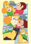  animal_crossing anthro clothed clothing comic duo english_text feet female fur hair human isabelle_(animal_crossing) male male/female mammal midnight-kinky-kitsune nintendo pussy speech_bubble sweat text video_games villager_(animal_crossing) 