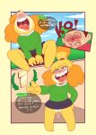 animal_crossing anthro blush clothed clothing comic duo english_text facesitting female fur hair human isabelle_(animal_crossing) knock_out male male/female mammal midnight-kinky-kitsune nintendo pussy saliva speech_bubble sweat text tongue video_games villager_(animal_crossing) 