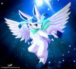  &lt;3 blush claws cute eeveelution fak&eacute;mon fan_character glaceon male neroj nintendo pok&eacute;mon pok&eacute;mon_(species) scarf senz smile standing video_games wings 