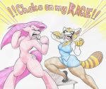  anthro clothed clothing dialogue duo equine female flicker-show friendship_is_magic fully_clothed heavy_metal horse mammal microphone muscular_thighs my_little_pony nude pinkamena_(mlp) pinkie_pie_(mlp) pony red_panda retsuko skirt teeth 