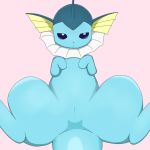  2018 eeveelution female feral hi_res looking_at_viewer lying nintendo on_back pok&eacute;mon pok&eacute;mon_(species) presenting presenting_pussy pussy simple_background solo spread_legs spreading vaporeon video_games 山葵 