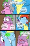  animal_genitalia animal_penis anthro blush bulge caluriri clothed clothing comic crossgender dragon duo english_text equine equine_penis female friendship_is_magic green_eyes horse looking_back male mammal my_little_pony open_mouth penis pony rainbow_dash_(mlp) skinsuit smile spike_(mlp) sweater text tight_clothing underwear undressing 