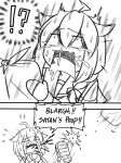  !? blood blood_from_mouth comic english_text guin_guin kantai_collection kicking monochrome obentou shigure_(kantai_collection) 