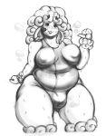  &lt;3 anthro areola balls belly big_areola big_balls body_hair breasts caprine clothing cookie_dough_(oc) curly_hair deep_navel dickgirl eyewear glasses hair intersex inverted_nipples mammal msvondran navel nipples one-piece_swimsuit overweight penis sheep solo sweat swimsuit text wide_hips 