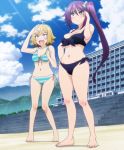  ameno_sagiri_(yuragisou_no_yuuna-san) bikini blonde_hair green_eyes highres multiple_girls ponytail purple_hair screencap short_hair stitched swimsuit third-party_edit urataka_urara yellow_eyes yuragisou_no_yuuna-san 