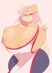  anthro areola big_breasts breasts canine female huge_breasts kanel kemono lactating mammal nipples nude simple_background slightly_chubby solo 