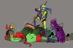  armor back_scratching brothers donatello_(tmnt) green_skin leonardo_(tmnt) michelangelo_(tmnt) okie_ducky raphael_(tmnt) red_skin reptile rise_of_the_teenage_mutant_ninja_turtles scalie shell sibling sleeping teenage_mutant_ninja_turtles turtle yellow_skin 