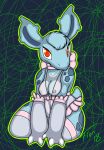  2018 anthro areola breasts claws clothed clothing digital_media_(artwork) female fionthebunny hair looking_at_viewer nidorina nintendo nipples pok&eacute;mon pok&eacute;mon_(species) red_eyes slightly_chubby smile solo thick_thighs video_games 