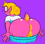  2018 5_fingers amphibian animal_humanoid anus bangs big_breasts big_butt blonde_hair blush breasts butt cam_(artist) clothed clothing digital_media_(artwork) embarrassed eyelashes eyewear female flying_sweatdrops gem glassers hair hair_bun humanoid lizard_tail looking_at_viewer markings mooning multicolored_scales no_iris non-mammal_breasts noseless open_mouth pajamas pants pink_scales pink_skin portrait presenting purple_background pussy rear_view round_glasses salamander sally_(scalie_schoolie) scales scalie scalie_schoolie shiny shirt short_tail simple_background solo spring_salamander striped_clothing sweat sweatdrop teeth thick_thighs three-quarter_portrait two_tone_scales undressing voluptuous wardrobe_malfunction webcomic wide_hips yellow_scales yellow_skin 