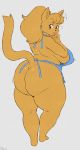  anthro apron big_breasts big_butt breasts butt clothing feline female huge_butt looking_at_viewer looking_back makeup mammal nipple_bulge overweight overweight_female roly solo thick_thighs 