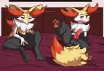  animal_genitalia animal_penis balls bed braixen canine_penis coffeefly female head_down knot looking_at_viewer male nintendo penis pok&eacute;mon pok&eacute;mon_(species) pussy red_eyes spread_pussy spreading stick video_games 