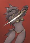  1girl armor brown_hair dog furry green_eyes harusame10000 long_hair solo sword weapon 