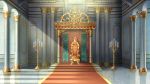  candle commentary_request day indoors no_humans original pillow red_carpet reflective_floor scenery stairs stone_stairs suishougensou sunlight throne throne_room 