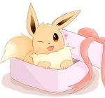  &lt;3 3_toes :3 ambiguous_gender blush bow brown_nose canine chest_tuft cute dipstick_tail eevee feral gift long_ears mammal multicolored_tail nintendo one_eye_closed pok&eacute;mon pok&eacute;mon_(species) toes tuft video_games yukimi_rumine 
