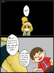  ... 2018 animal_crossing anthro blush breasts butt canine clothed clothing digital_media_(artwork) dog duo female fur hair human isabelle isabelle_(animal_crossing) jyto looking_at_viewer male male/female mammal nintendo open_mouth shih_tzu simple_background smile standing text video_games villager_(animal_crossing) yellow_fur 