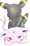  :s ambiguous_gender canine cute cute_fangs duo ears_up eeveelution espeon eyes_closed fluffy fluffy_tail forked_tail mammal markings nintendo pok&eacute;mon pok&eacute;mon_(species) purple_eyes simple_background tongue tongue_out umbreon video_games white_background yukimi_rumine 