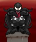  anthro big_breasts blackbetty breasts female looking_at_viewer nipples nude open_mouth simple_background smile spider-man_(series) tongue tongue_out venom 