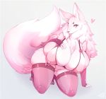  &lt;3 big_breasts breasts canine female fluffy fluffy_tail fox huge_breasts mammal mature_female neck_tuft nipple_bulge pussy secretly_saucy seductive smile solo thick_thighs tuft 