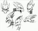  concept_art cynder dragon expression_sheet female horn line_art official_art paws spyro_the_dragon unknown_artist video_games wings 