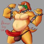  balls bowser daikuhiroshiama facial_hair grin koopa male mario_bros nintendo penis presenting scalie slightly_chubby smile spikes video_games 