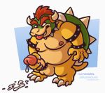  anthro balls bowser collar cum erection hair koopa male mario_bros masturbation nintendo nipples nude penile_masturbation penis red_hair scalie solo spikes themongrel tongue tongue_out video_games 