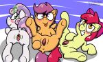  2018 anus apple_bloom_(mlp) blush cub earth_pony equine female feral friendship_is_magic group hair_bow hair_ribbon horn horse mammal my_little_pony pegasus pokefound pony presenting pussy ribbons scootaloo_(mlp) smile spreading sweetie_belle_(mlp) unicorn wings young 