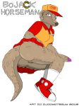  anthro bojack_horseman bottomless breasts butt camel_toe clothed clothing djcoyoteguy female footwear mammal pangolin pangolin_employee presenting presenting_hindquarters presenting_pussy pussy scales shoes simple_background solo thick_thighs white_background 