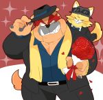  &lt;3 belt bouquet bow_tie bulldog canine cat clothing dog dribble feline flower hat hyaku1063 male mammal muscular nintendo plant spitz_(warioware) suit video_games warioware 