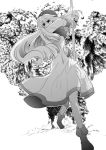  breasts commentary_request dragon_quest dragon_quest_ii dress hood long_hair monochrome pista_chio princess princess_of_moonbrook robe solo 