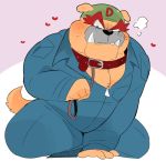  &lt;3 blush bulldog canine collar coveralls dog dribble hyaku1063 leash male mammal muscular nintendo pecs petplay puppyplay roleplay video_games warioware 