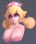  1girl blonde_hair blue_eyes breasts crown inverted_nipples large_breasts looking_at_viewer mario_(series) mystical peachette super_mario_bros. toadette twintails 