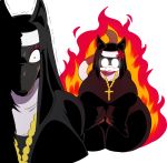  big_breasts black_clothing black_fur breasts canine cross duo eyeshadow eyewear feline female fire fur glasses invalid_tag laverne_(sssonic2) makeup mammal nun ophelia_(sssonic2) scared shaking short_stack sssonic2 yellow_eyes 