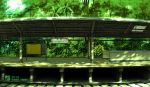  forest green nature no_humans original outdoors railroad_tracks real_world_location shinbashi sign tokyogenso train_station train_station_platform translation_request 