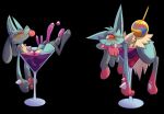  2016 alcohol ambiguous_gender beverage black_background blep cocktail duo in_beverage lucario martini mega_evolution mega_lucario nintendo pok&eacute;mon pok&eacute;mon_(species) simple_background smile snappygrey tongue tongue_out video_games 