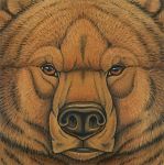  2010 ambiguous_form ambiguous_gender bear brown_eyes brown_fur brown_lips brown_nose cave_bear front_view frown fur gouache_(artwork) headshot_portrait icon lips looking_at_viewer mammal photorealism portrait signature snout solo synnabar traditional_media_(artwork) whiskers 