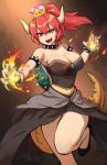  :d alternate_color bare_shoulders bowsette bracelet breasts brooch burning_hand claws collar commentary crown english_commentary eyebrows_visible_through_hair eyes_visible_through_hair fangs hair_between_eyes horns jewelry large_breasts long_hair mario_(series) maritan_(pixelmaritan) monster_girl new_super_mario_bros._u_deluxe open_mouth ponytail red_eyes red_hair smile solo spiked_armlet spiked_bracelet spiked_collar spiked_tail spikes super_crown tail teeth turtle_shell v-shaped_eyebrows 