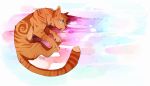 2015 ambiguous_gender blue_eyes brown_fur cat digital_media_(artwork) feline feral fur lying mammal maplespyder maplespyder_(character) no_sclera on_side paws solo 