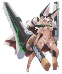  belt breasts brown_eyes cape commentary_request dark_skin dual_wielding full_body groin guilty_gear guilty_gear_xrd hat holding huge_weapon karukan_(monjya) long_hair navel no_panties open_clothes open_shorts ramlethal_valentine short_shorts shorts sketch solo sword thigh_strap weapon white_cape white_hair 