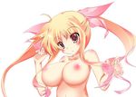  bad_id bad_pixiv_id blonde_hair breasts fate_testarossa hair_ribbon large_breasts long_hair lyrical_nanoha mahou_shoujo_lyrical_nanoha_strikers nipples nude plus9 ribbon solo twintails 