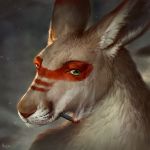  2018 alsares digital_media_(artwork) fur green_eyes kangaroo mammal marsupial smoking solo tan_fur 