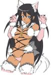  alternate_color animal_ear_fluff animal_ears artist_request bare_hips bare_shoulders black_hair blue_eyes breasts breasts_apart captain_earth cleavage contrapposto cosplay cowboy_shot cross-laced_clothes dangerous_beast dark_skin fate/grand_order fate_(series) flat_color fur_trim gloves gold_trim lace large_breasts long_hair looking_at_viewer mash_kyrielight mash_kyrielight_(cosplay) mutou_hana navel o-ring panties revealing_clothes smile solo tail third-party_source underwear white_fur wolf_ears wolf_girl wolf_tail 
