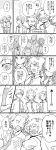  5boys ashido_mina boku_no_hero_academia burn_scar comic commentary_request greyscale highres horns jirou_kyouka kaminari_denki karasumi_(aiseec) kirishima_eijirou long_hair monochrome multicolored_hair multiple_boys multiple_girls necktie partially_translated scar school_uniform short_hair skirt todoroki_shouto translation_request u.a._school_uniform yaoyorozu_momo 