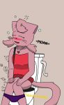  2018 anonymous_artist anthro bathroom bittersweet_candy_bowl blush breasts cat clothed clothing dialogue digital_media_(artwork) dress drunk english_text eyes_closed feline female fur hair hi_res mammal moan peeing public_restroom purple_panties shaded sitting solo teenager text toilet toilet_paper toilet_use underwear urine watersports webcomic young 