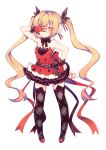  bare_shoulders blonde_hair christmas earmuffs elsword eve_(elsword) facial_mark fluffy gloves hair_ribbon hand_over_eye long_hair open_mouth red_gloves ribbon twintails utm yellow_eyes 