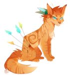 2015 arrow blood blue_eyes cat digital_media_(artwork) feline feral fur mammal maplespyder maplespyder_(character) orange_fur paws simple_background sitting solo white_background 