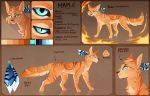  2015 black_nose blue_eyes cat digital_media_(artwork) feline female feral fur mammal maplespyder maplespyder_(character) model_sheet orange_fur paws solo standing 