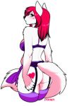  &lt;3 angelicdevil belly blush bra breasts butt canine caught clothing cute dog female fur gasp german_shepherd legwear lingerie looking_back mammal mulicolored_fur open_mouth pink_fur porin solo stockings teasing underwear white_fur 