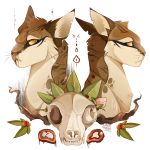  2015 ambiguous_gender brown_eyes brown_fur brown_nose digital_media_(artwork) duo feline feral fur mammal maplespyder skull 