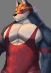  abs anthro armband biceps canine clothed clothing fenrirwolfen green_eyes male mammal mask muscular muscular_male pecs solo tight_clothing wolf wrestling_mask wrestling_singlet 